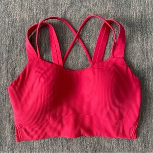 lululemon Like A Cloud Ribbed Longline Bra D/DD Cups Cherry Mist